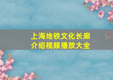 上海地铁文化长廊介绍视频播放大全