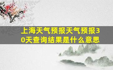 上海天气预报天气预报30天查询结果是什么意思