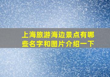 上海旅游海边景点有哪些名字和图片介绍一下