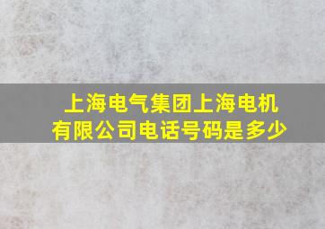 上海电气集团上海电机有限公司电话号码是多少