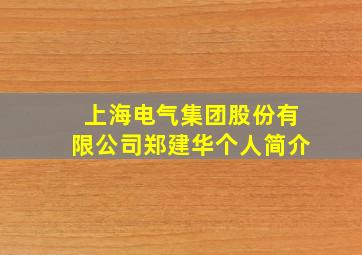 上海电气集团股份有限公司郑建华个人简介