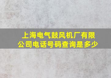 上海电气鼓风机厂有限公司电话号码查询是多少