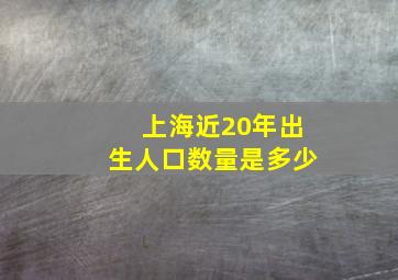 上海近20年出生人口数量是多少