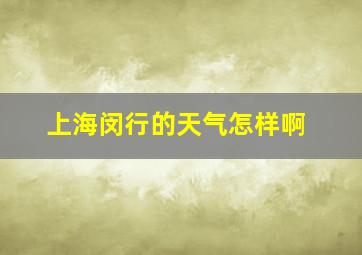 上海闵行的天气怎样啊