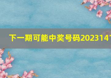 下一期可能中奖号码2023141