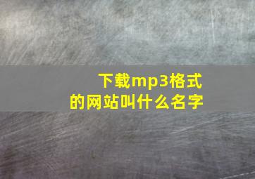 下载mp3格式的网站叫什么名字