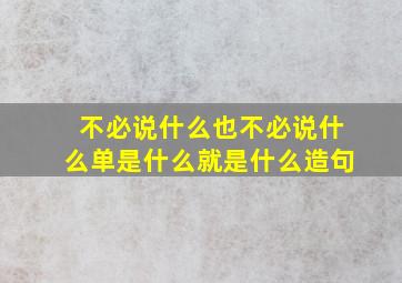 不必说什么也不必说什么单是什么就是什么造句