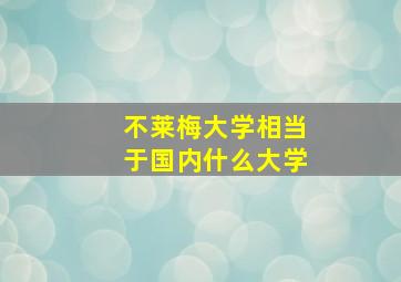 不莱梅大学相当于国内什么大学