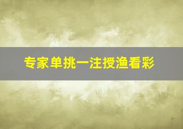 专家单挑一注授渔看彩