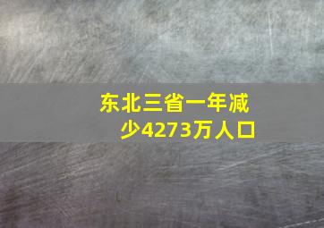 东北三省一年减少4273万人口