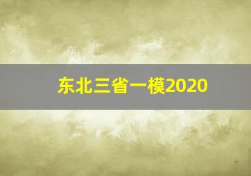 东北三省一模2020