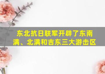 东北抗日联军开辟了东南满、北满和吉东三大游击区