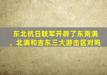 东北抗日联军开辟了东南满、北满和吉东三大游击区对吗