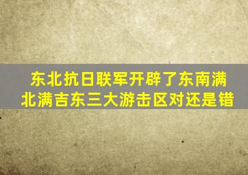 东北抗日联军开辟了东南满北满吉东三大游击区对还是错