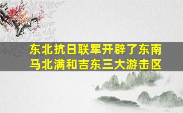 东北抗日联军开辟了东南马北满和吉东三大游击区