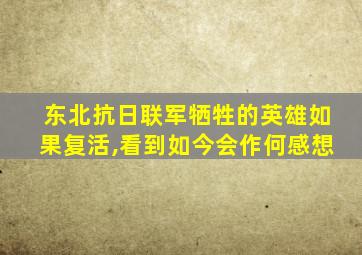 东北抗日联军牺牲的英雄如果复活,看到如今会作何感想