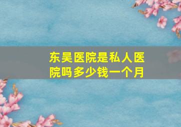 东吴医院是私人医院吗多少钱一个月