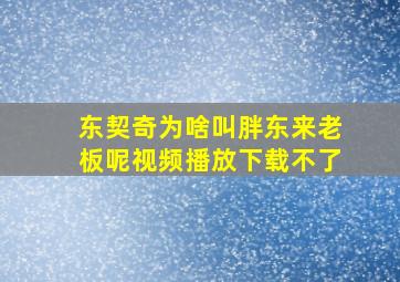 东契奇为啥叫胖东来老板呢视频播放下载不了