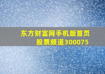 东方财富网手机版首页股票频道300075