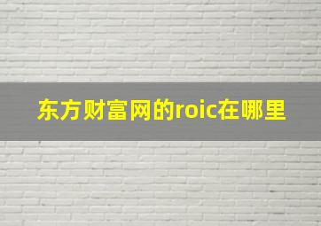 东方财富网的roic在哪里