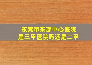 东莞市东部中心医院是三甲医院吗还是二甲