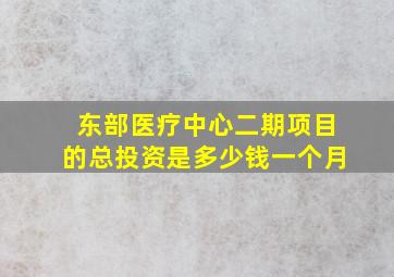 东部医疗中心二期项目的总投资是多少钱一个月