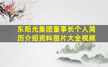 东阳光集团董事长个人简历介绍资料图片大全视频