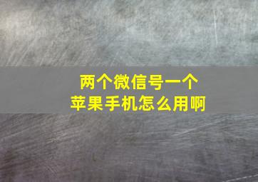 两个微信号一个苹果手机怎么用啊