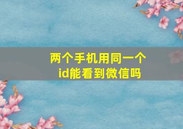 两个手机用同一个id能看到微信吗