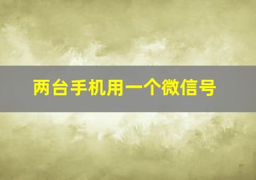 两台手机用一个微信号