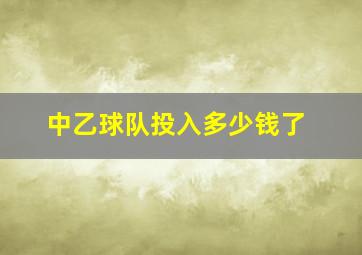 中乙球队投入多少钱了