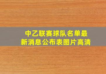 中乙联赛球队名单最新消息公布表图片高清