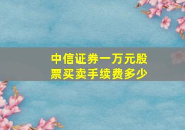 中信证券一万元股票买卖手续费多少