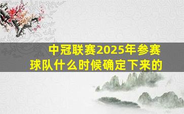 中冠联赛2025年参赛球队什么时候确定下来的