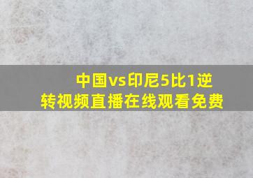 中国vs印尼5比1逆转视频直播在线观看免费