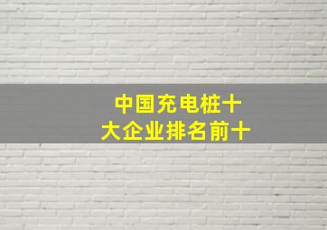 中国充电桩十大企业排名前十