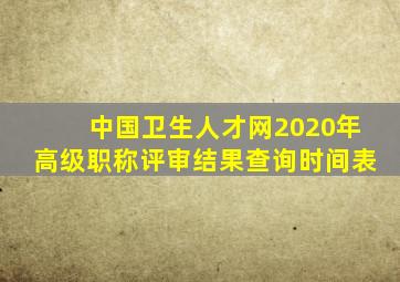 中国卫生人才网2020年高级职称评审结果查询时间表