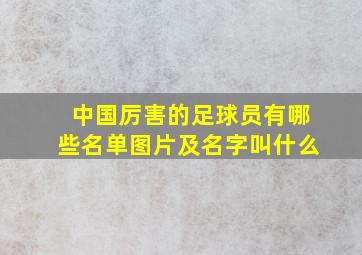 中国厉害的足球员有哪些名单图片及名字叫什么