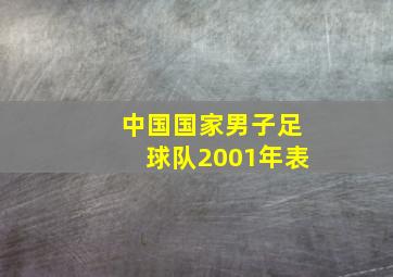 中国国家男子足球队2001年表