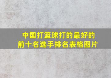 中国打篮球打的最好的前十名选手排名表格图片