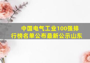 中国电气工业100强排行榜名单公布最新公示山东