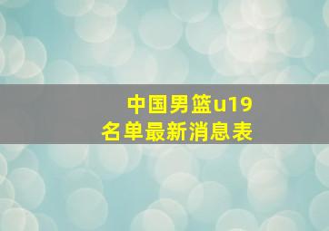 中国男篮u19名单最新消息表