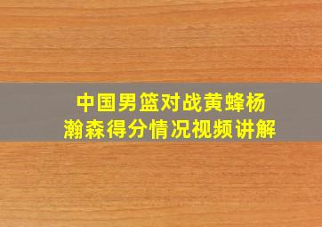 中国男篮对战黄蜂杨瀚森得分情况视频讲解