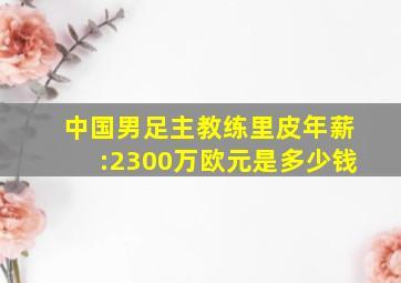 中国男足主教练里皮年薪:2300万欧元是多少钱