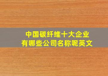 中国碳纤维十大企业有哪些公司名称呢英文