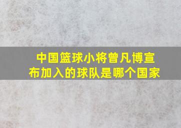 中国篮球小将曾凡博宣布加入的球队是哪个国家