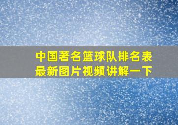 中国著名篮球队排名表最新图片视频讲解一下