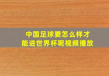 中国足球要怎么样才能进世界杯呢视频播放