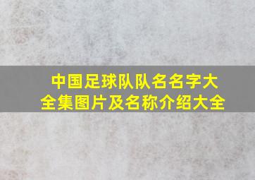 中国足球队队名名字大全集图片及名称介绍大全