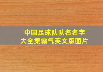 中国足球队队名名字大全集霸气英文版图片